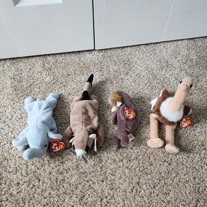 Ty Beanie Baby Bundle - Peanut, Ringo, Jolly and Stretch
